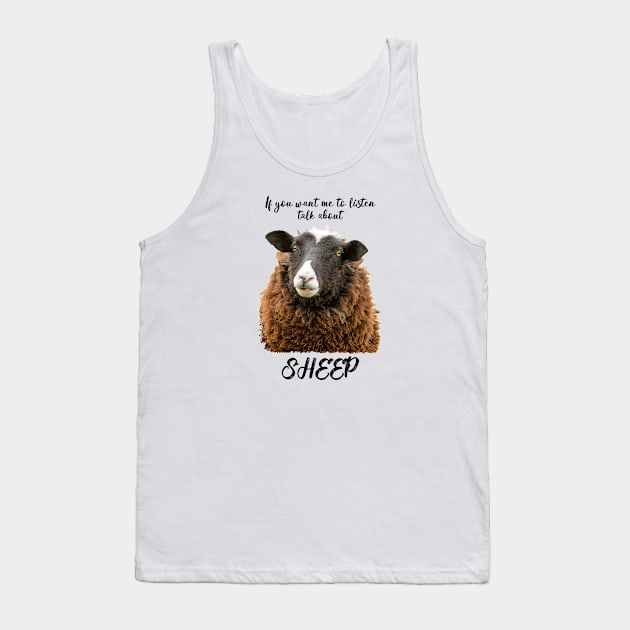 Talk About Sheep, Zwartble Tank Top by Jane Stanley Photography